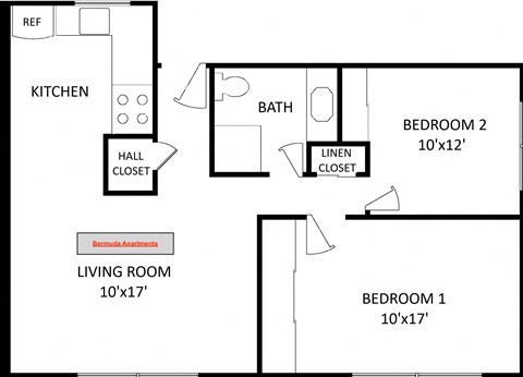a floor plan of a house with a bedroom and a living room